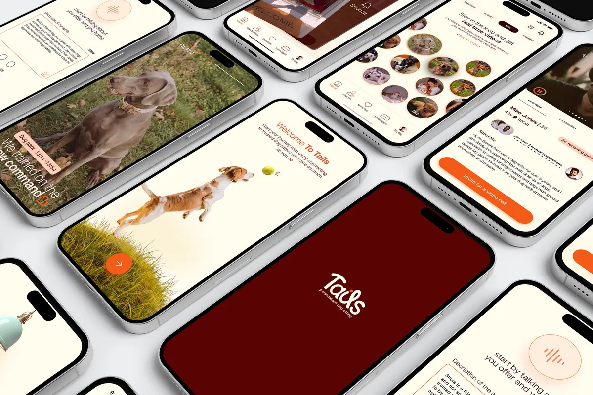 Tails app mockup on phone screens
